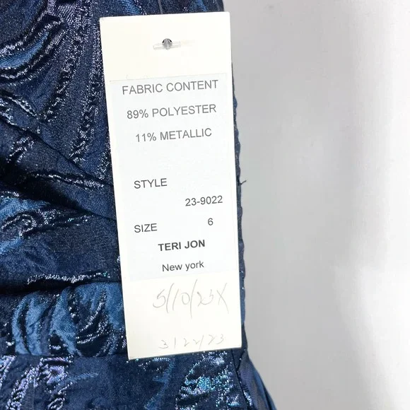 SOLD-Teri Jon Jacquard Off Shoulder Gown - Picture 9 of 11